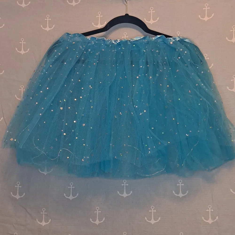 Teal Sparkle Tulle Mini Skirt - Picture 5 of 6